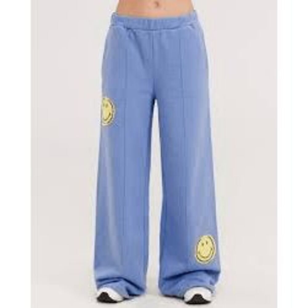 By Samii Ryan Blue Straight Leg Smiley Sweatpants Women's Size Small